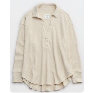 Women's Cream Waffle Knit Pullover